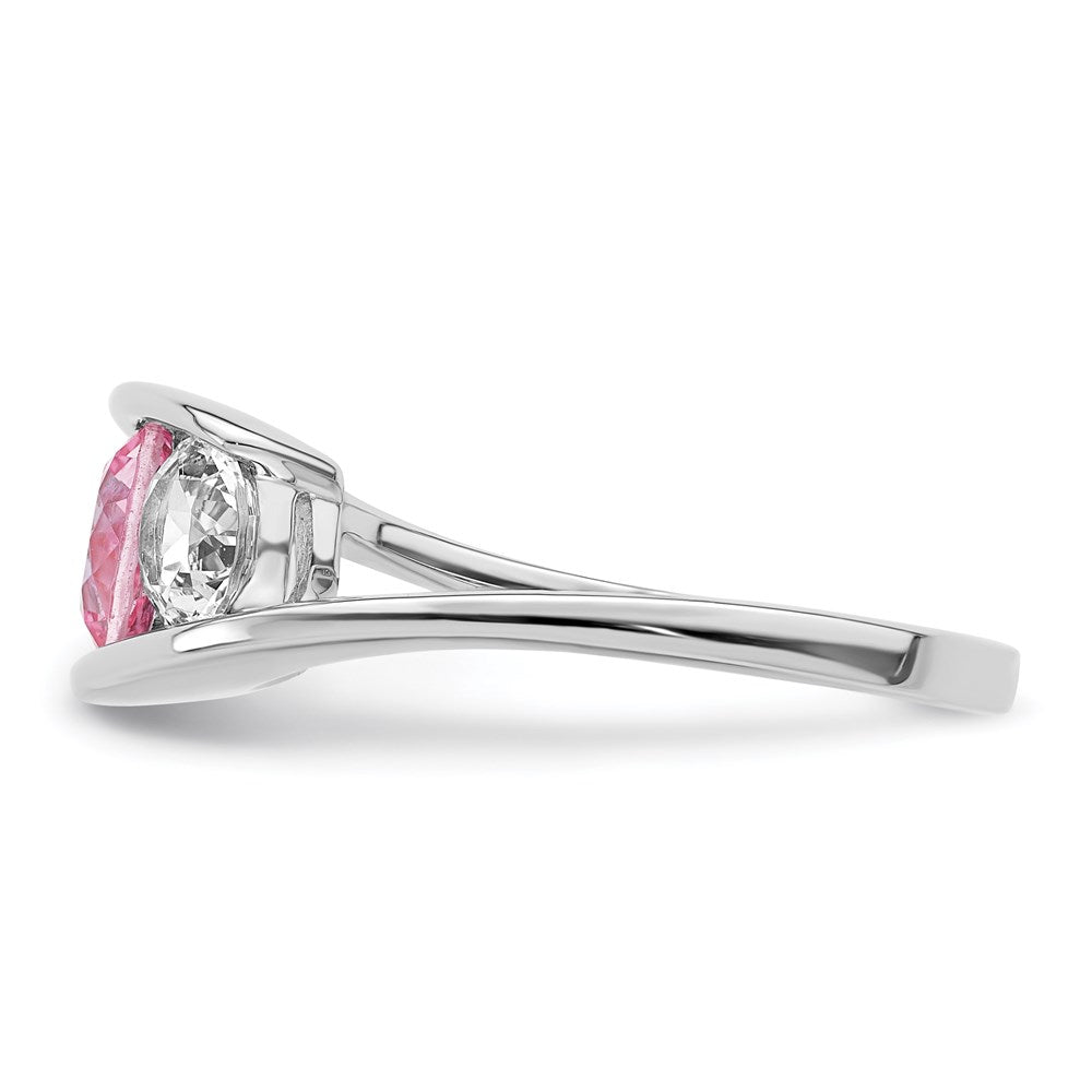Survivor Collection Ring aus 10K Weißgold, rhodiniert, mit weißem und pinkem Swarovski-Topas, Journey-Design
