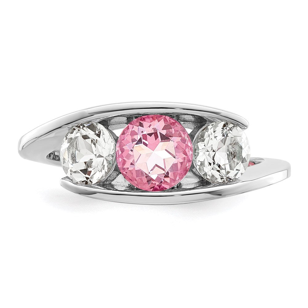 Survivor Collection Ring aus 10K Weißgold, rhodiniert, mit weißem und pinkem Swarovski-Topas, Journey-Design
