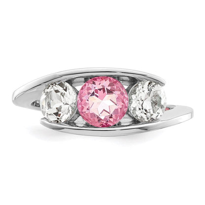 Survivor Collection Ring aus 10K Weißgold, rhodiniert, mit weißem und pinkem Swarovski-Topas, Journey-Design