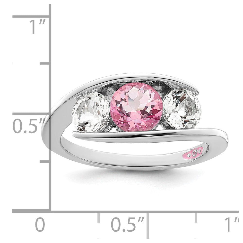 Survivor Collection Ring aus 10K Weißgold, rhodiniert, mit weißem und pinkem Swarovski-Topas, Journey-Design