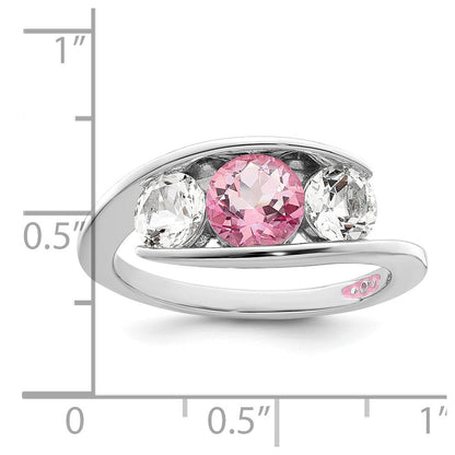 Survivor Collection Ring aus 10K Weißgold, rhodiniert, mit weißem und pinkem Swarovski-Topas, Journey-Design