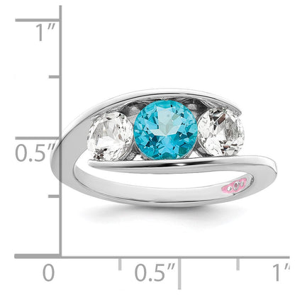10-karätiger Weißgold-Ring der Survivor-Kollektion mit klarem und blauem Swarovski-Topas im Journey-Design