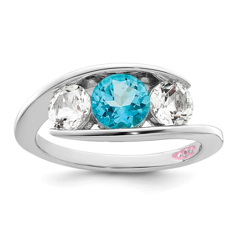 10-karätiger Weißgold-Ring der Survivor-Kollektion mit klarem und blauem Swarovski-Topas im Journey-Design