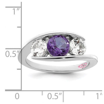 Ring der Survivor Kollektion mit klarem/violettem Swarovski-Topas im Journey-Design aus 10K Weißgold