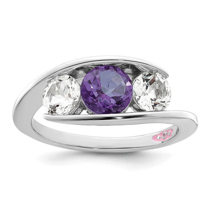 Ring der Survivor Kollektion mit klarem/violettem Swarovski-Topas im Journey-Design aus 10K Weißgold