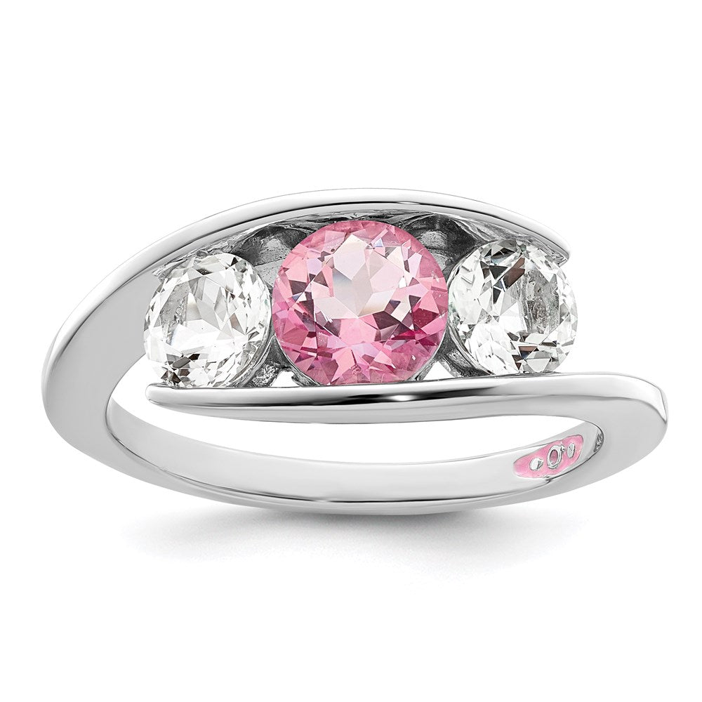 Survivor Collection Ring aus 10K Weißgold, rhodiniert, mit weißem und pinkem Swarovski-Topas, Journey-Design