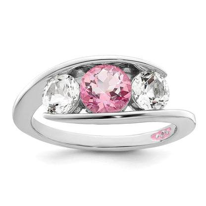Survivor Collection Ring aus 10K Weißgold, rhodiniert, mit weißem und pinkem Swarovski-Topas, Journey-Design