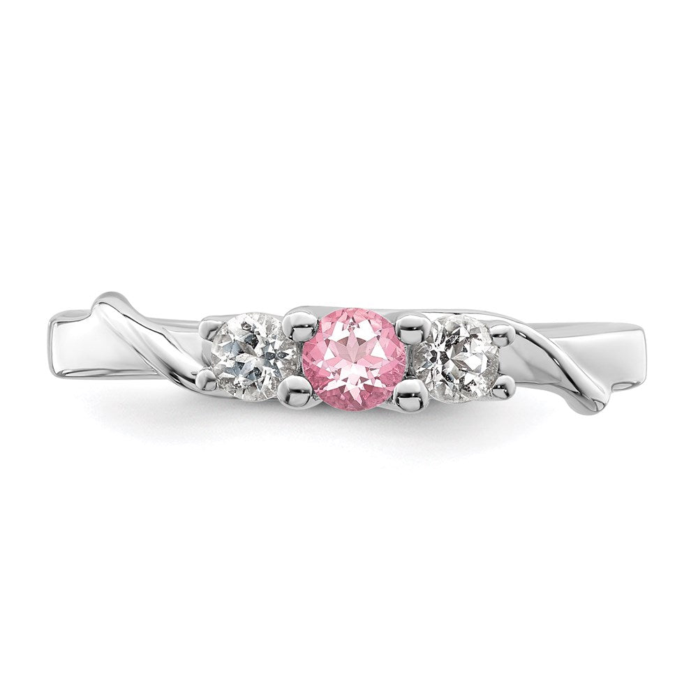 Survivor Collection 10K Weißgold rhodiniert Ring mit weißem und pinkfarbenem Swarovski-Topas "Joanna"