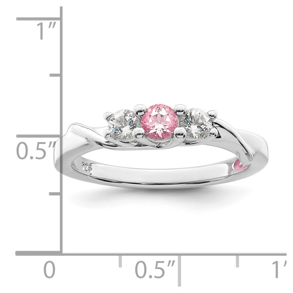 Survivor Collection 10K Weißgold rhodiniert Ring mit weißem und pinkfarbenem Swarovski-Topas "Joanna"