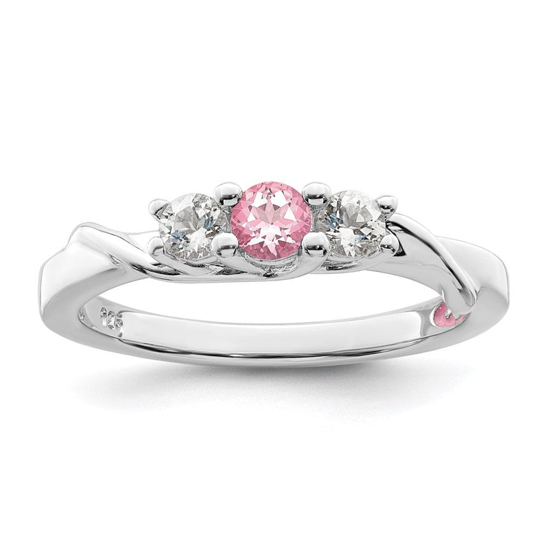 Sterlingsilber Survivor Kollektion Rhodiniert Weiß und Rosa Topas Joanna Ring