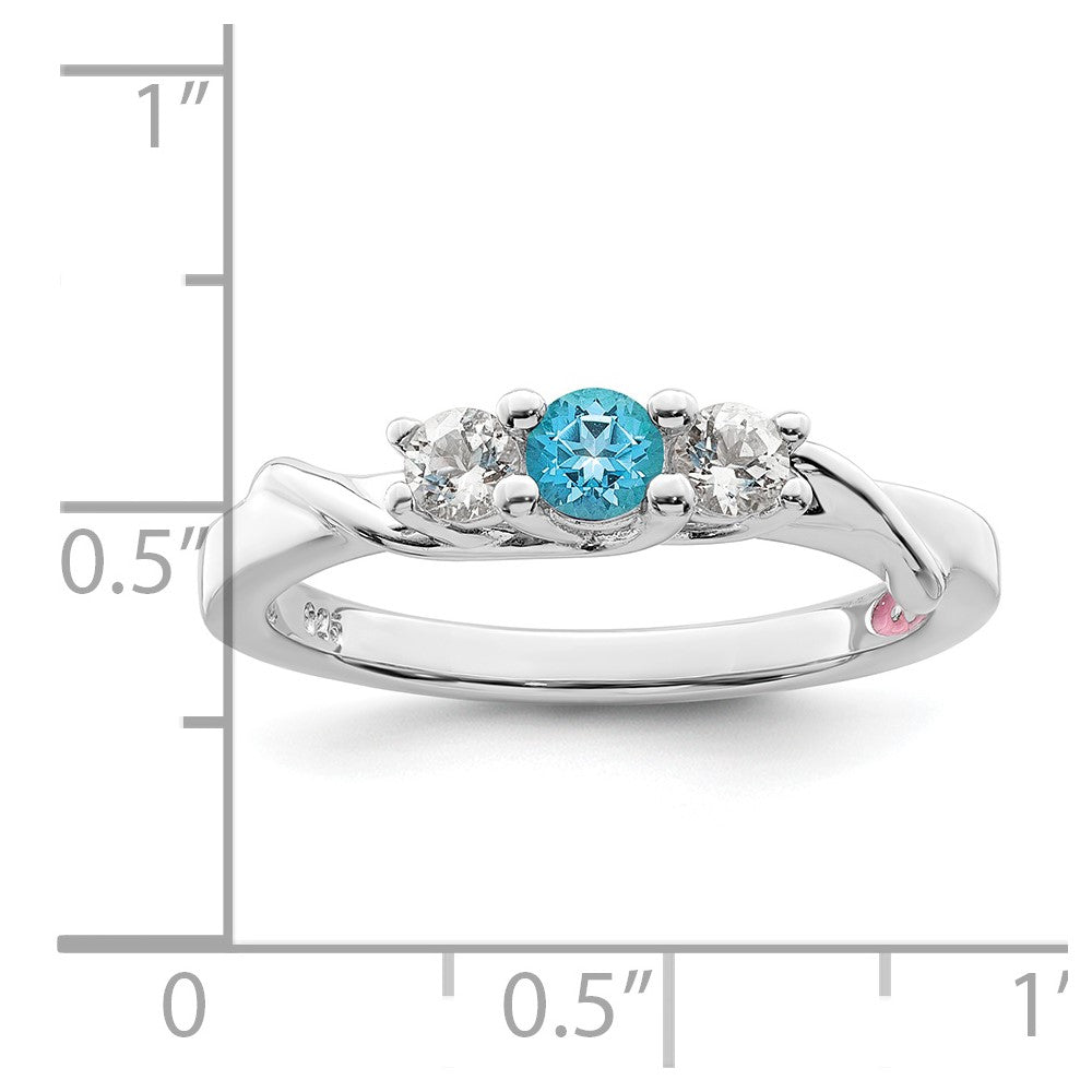 10K Weißgold Survivor Collection Ring mit klarem und blauem Swarovski-Topas – Joanna