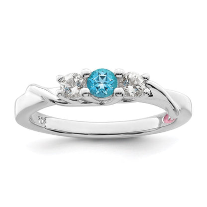 10K Weißgold Survivor Collection Ring mit klarem und blauem Swarovski-Topas – Joanna