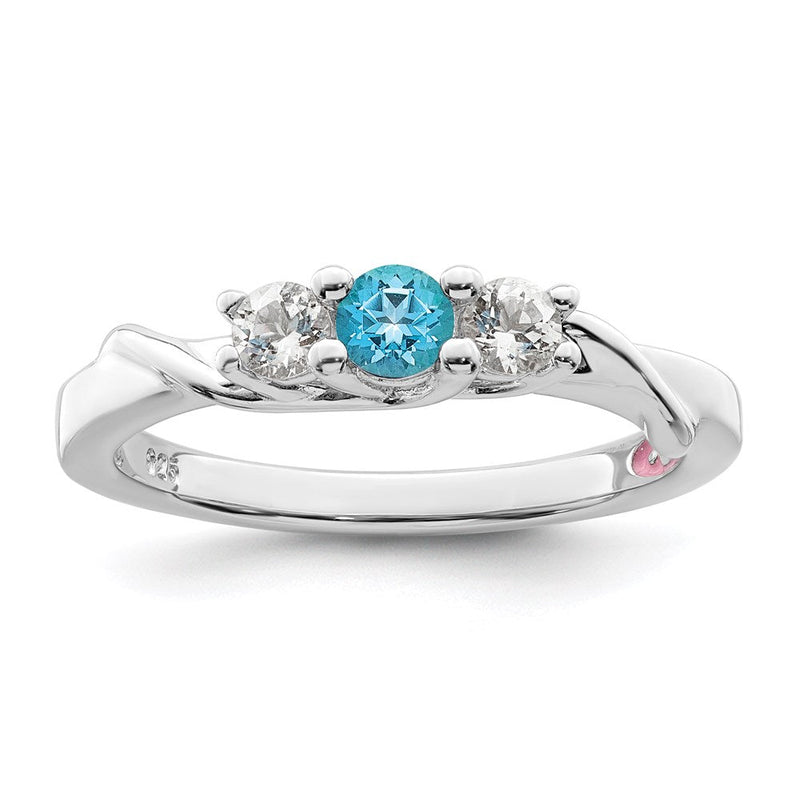 10K Weißgold Survivor Collection Ring mit klarem und blauem Swarovski-Topas – Joanna