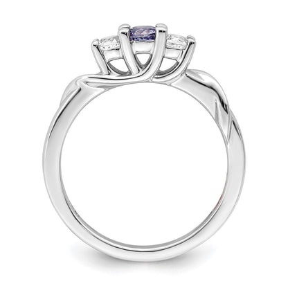 10K Weißgold Survivor Kollektion Ring mit klarem/violettem Swarovski-Topas, Joanna