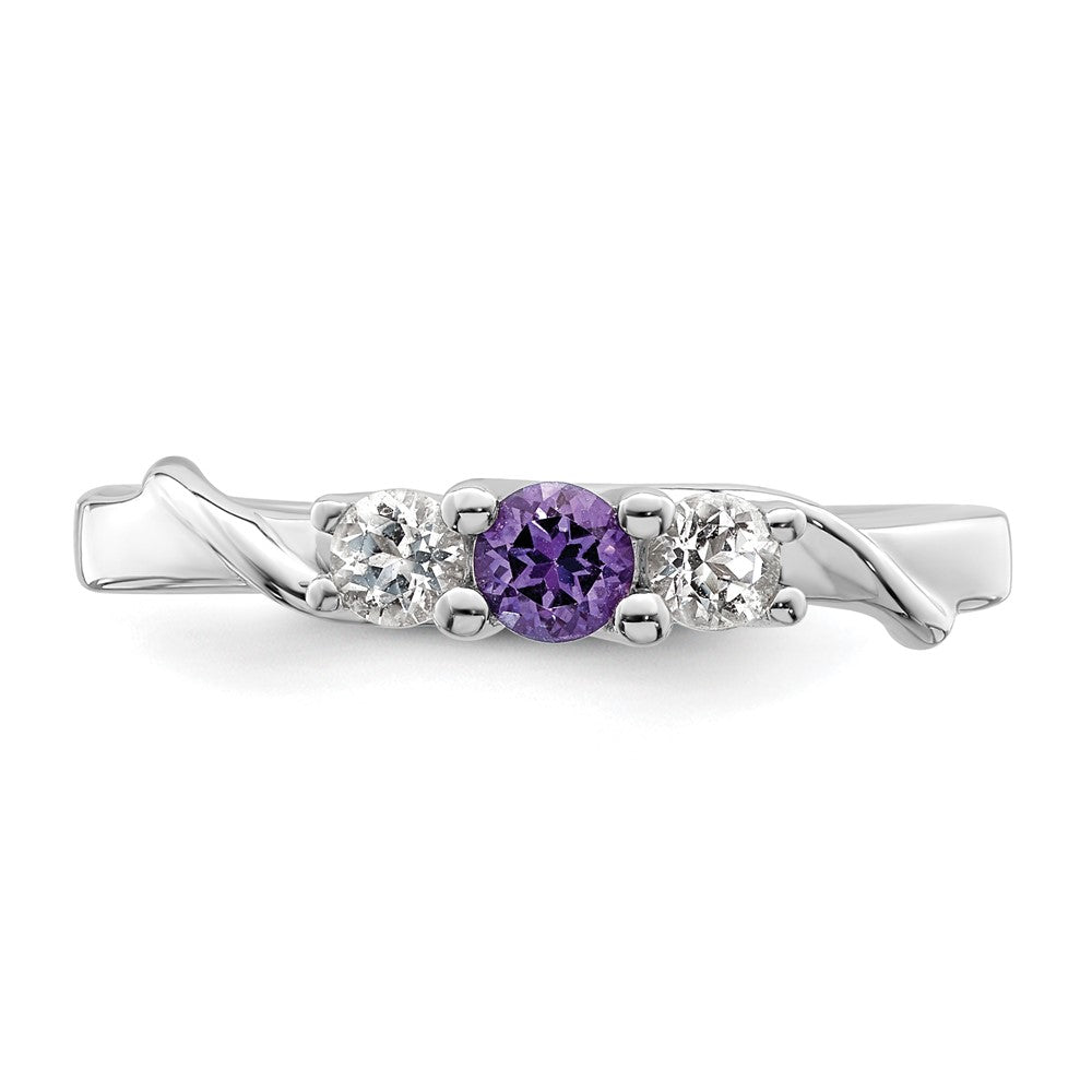10K Weißgold Survivor Kollektion Ring mit klarem/violettem Swarovski-Topas, Joanna