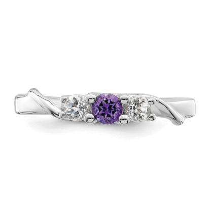 10K Weißgold Survivor Kollektion Ring mit klarem/violettem Swarovski-Topas, Joanna