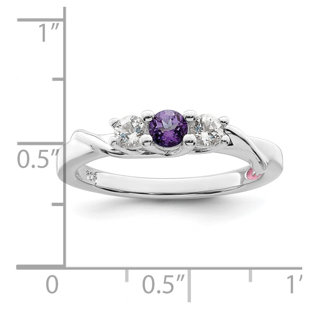 10K Weißgold Survivor Kollektion Ring mit klarem/violettem Swarovski-Topas, Joanna