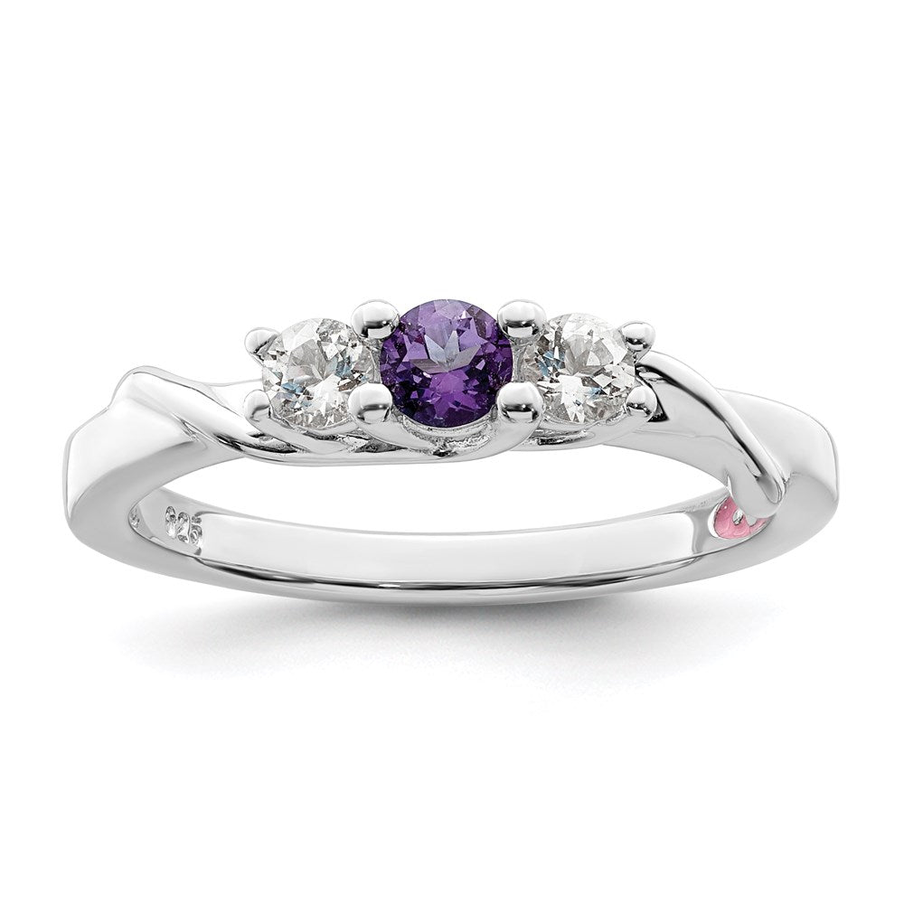 10K Weißgold Survivor Kollektion Ring mit klarem/violettem Swarovski-Topas, Joanna