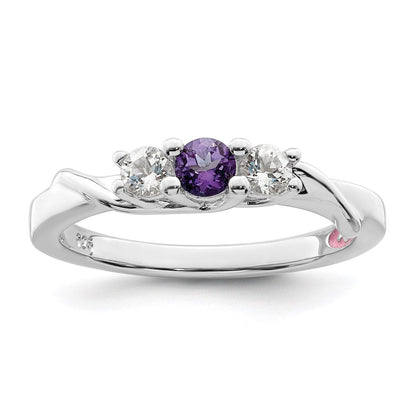 10K Weißgold Survivor Kollektion Ring mit klarem/violettem Swarovski-Topas, Joanna
