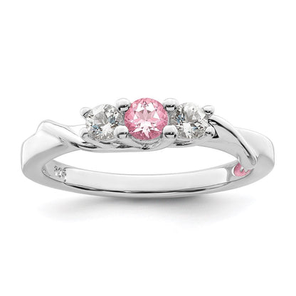 Survivor Collection 10K Weißgold rhodiniert Ring mit weißem und pinkfarbenem Swarovski-Topas "Joanna"