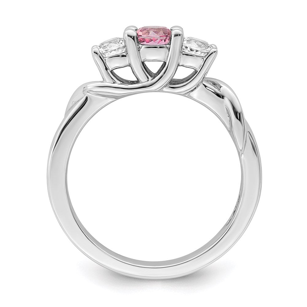 Survivor Kollektion Ring aus 10K Weißgold, rhodiniert, mit weißem und pinkfarbenem Swarovski-Topas, Joanna