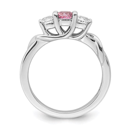 Survivor Kollektion Ring aus 10K Weißgold, rhodiniert, mit weißem und pinkfarbenem Swarovski-Topas, Joanna