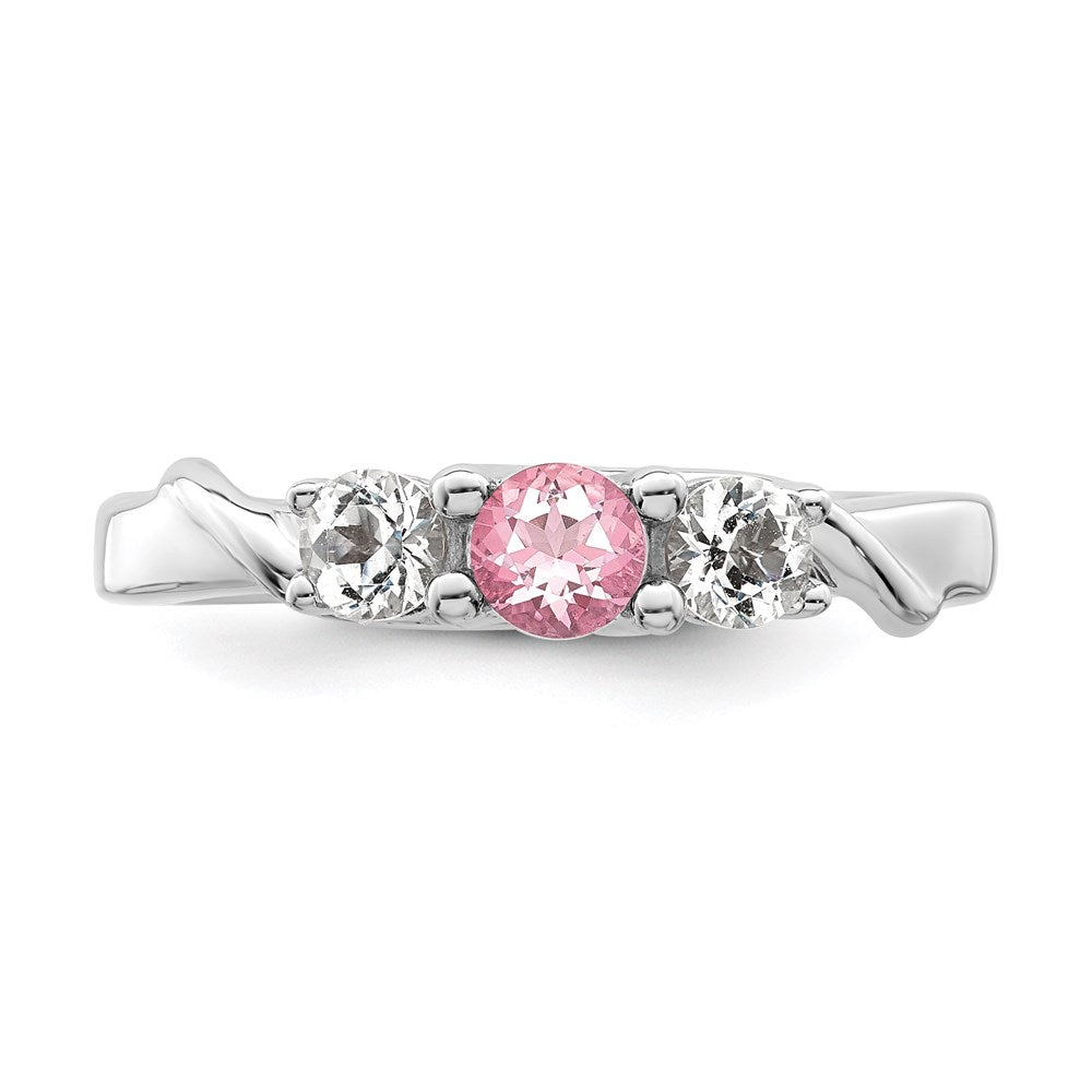 Survivor Kollektion Ring aus 10K Weißgold, rhodiniert, mit weißem und pinkfarbenem Swarovski-Topas, Joanna