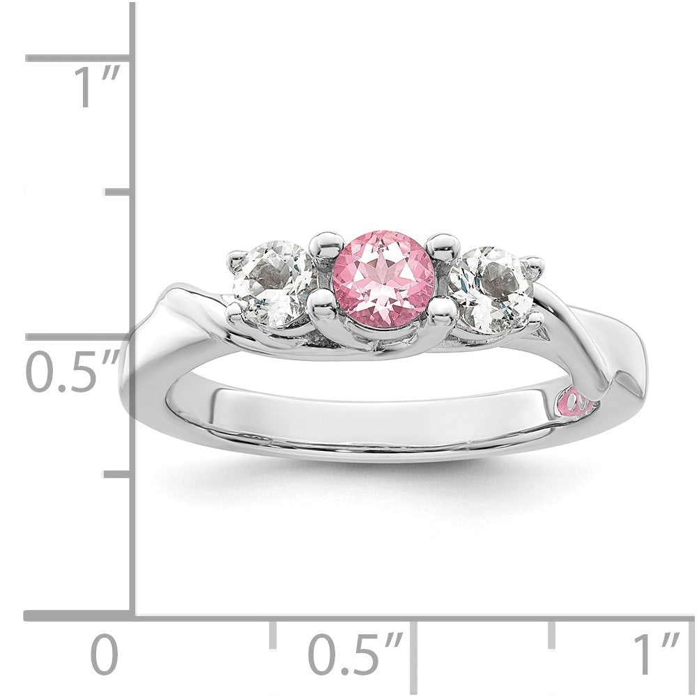 Survivor Kollektion Ring aus 10K Weißgold, rhodiniert, mit weißem und pinkfarbenem Swarovski-Topas, Joanna