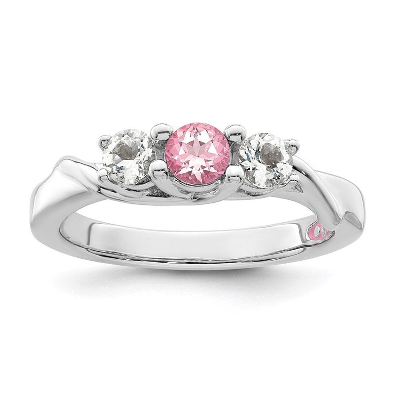 Sterlingsilber Survivor Kollektion Rhodiniert Weiß und Rosa Topas Joanna Ring