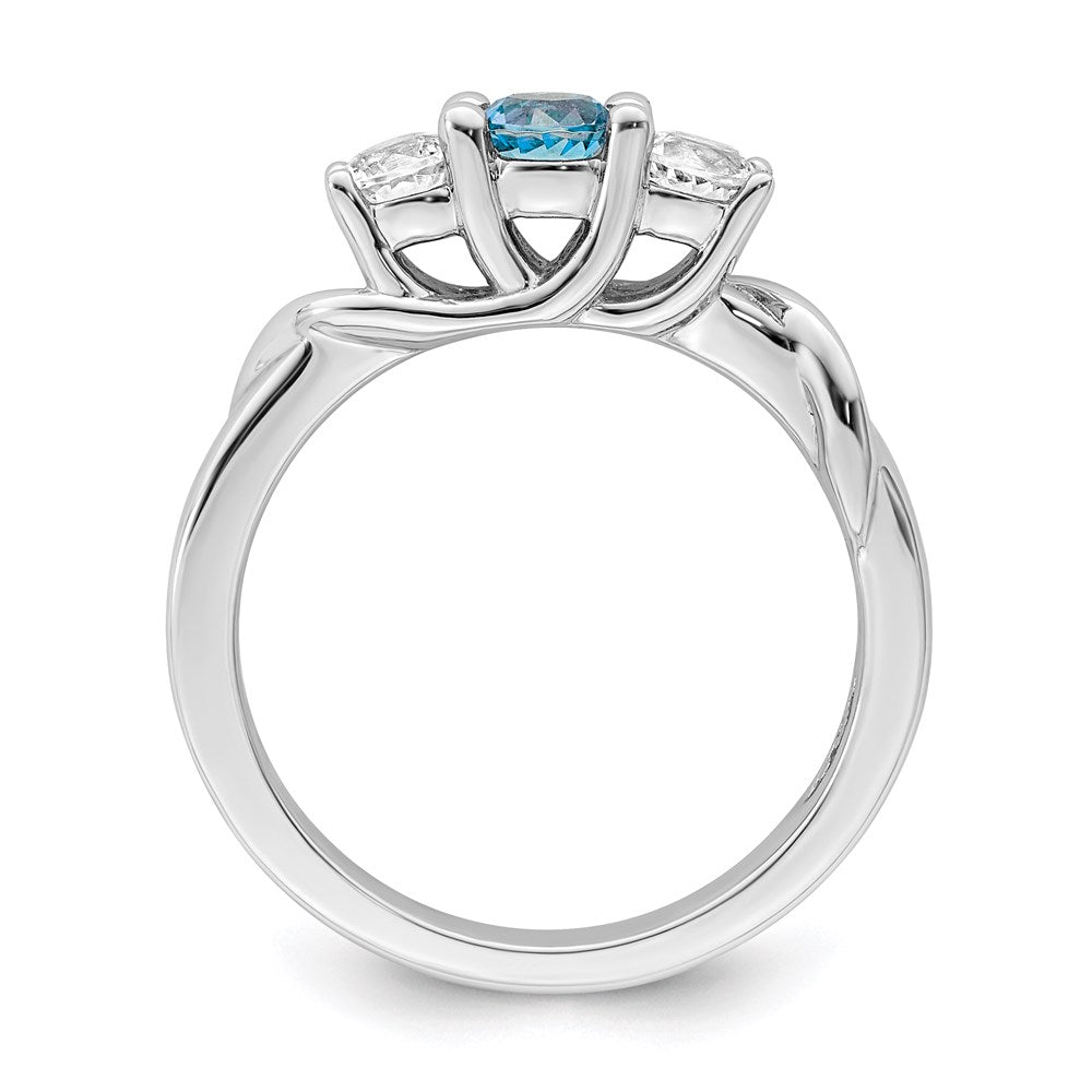 10K Weißgold Survivor Kollektion Ring mit klarem & blauem Swarovski-Topas, Joanna