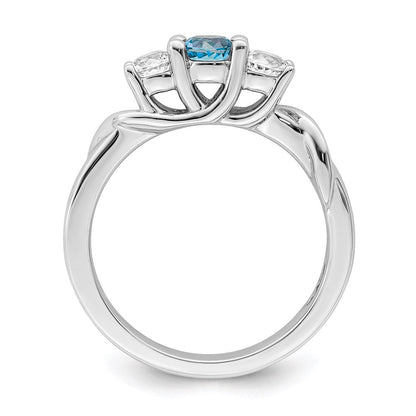 10K Weißgold Survivor Kollektion Ring mit klarem & blauem Swarovski-Topas, Joanna