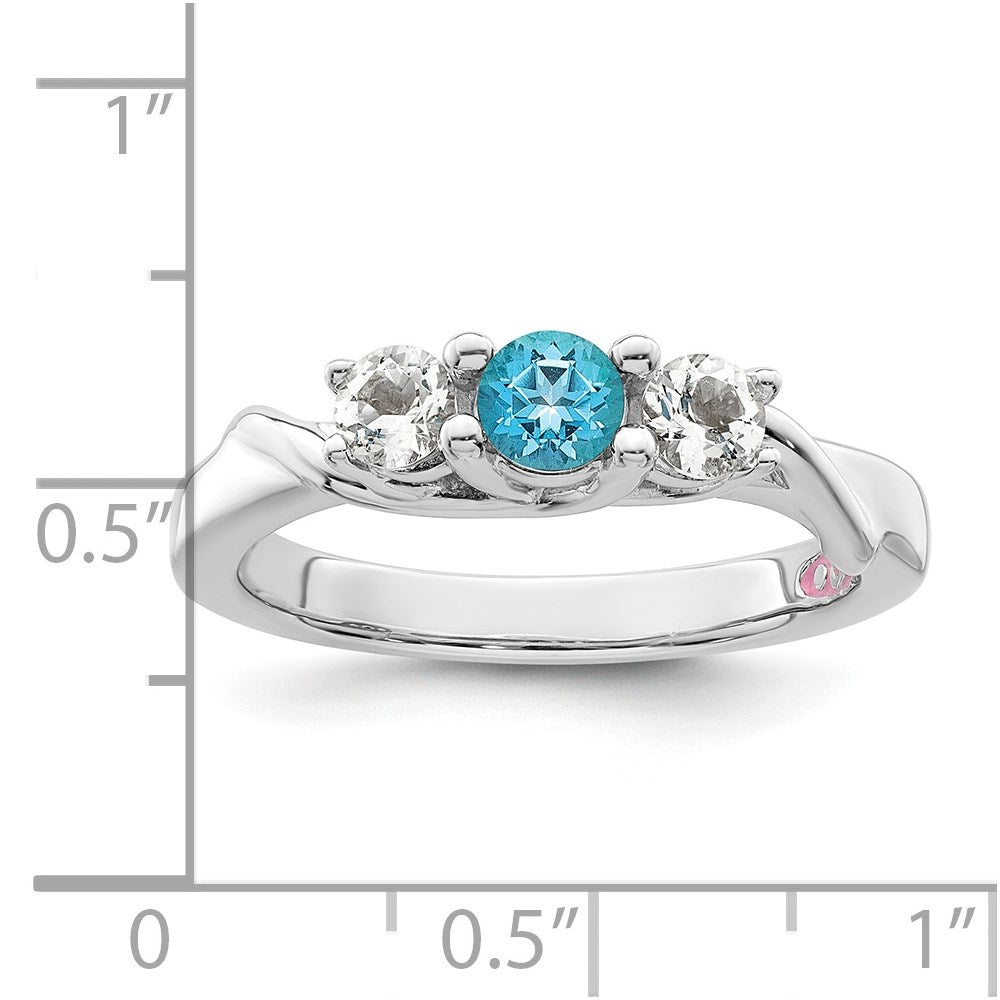 10K Weißgold Survivor Kollektion Ring mit klarem & blauem Swarovski-Topas, Joanna