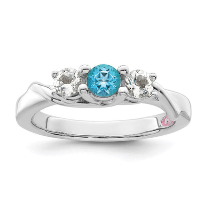 10K Weißgold Survivor Kollektion Ring mit klarem & blauem Swarovski-Topas, Joanna