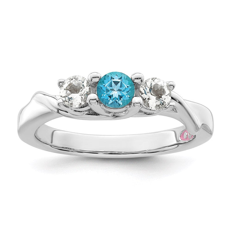 10K Weißgold Survivor Kollektion Ring mit klarem & blauem Swarovski-Topas, Joanna