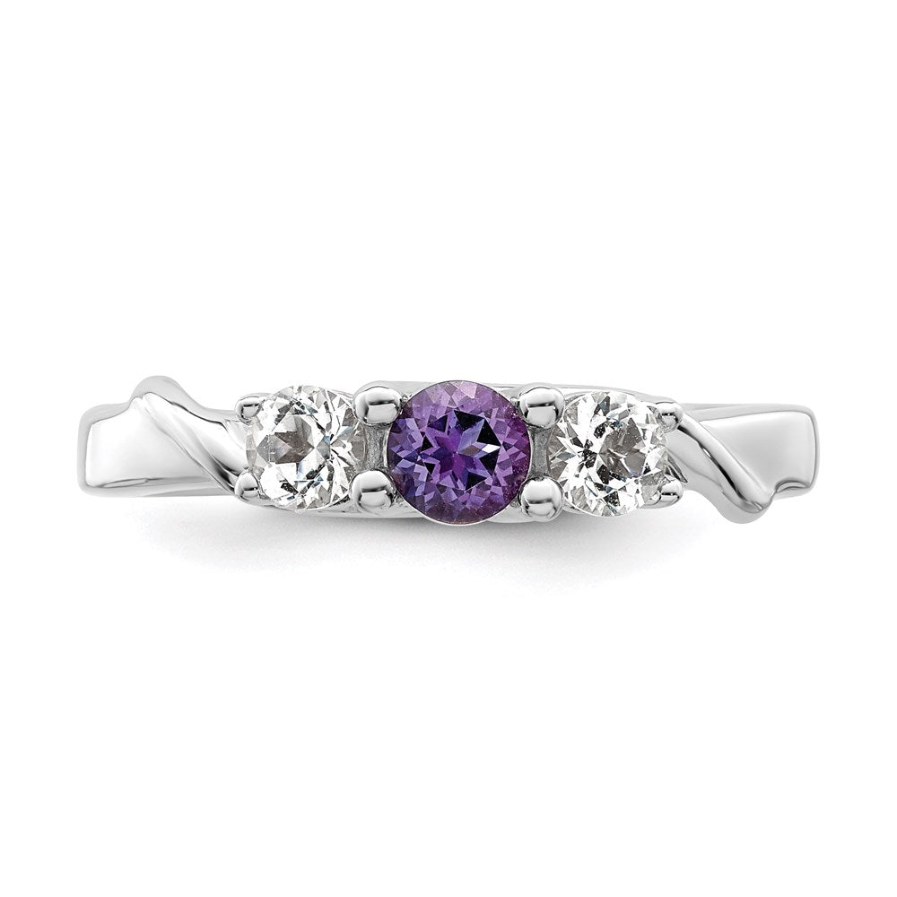 10K Weißgold Survivor Kollektion Ring mit klarem/violettem Swarovski-Topas Joanna