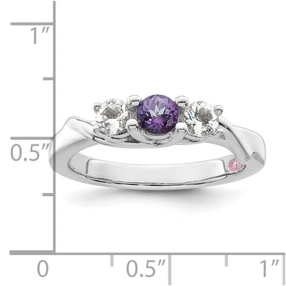 10K Weißgold Survivor Kollektion Ring mit klarem/violettem Swarovski-Topas Joanna