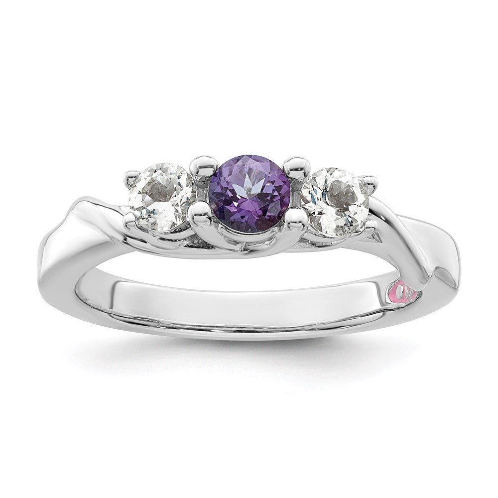 10K Weißgold Survivor Kollektion Ring mit klarem/violettem Swarovski-Topas Joanna