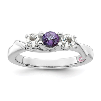 10K Weißgold Survivor Kollektion Ring mit klarem/violettem Swarovski-Topas Joanna
