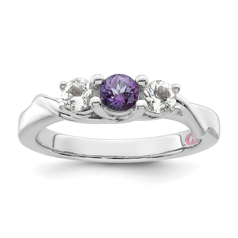 10K Weißgold Survivor Kollektion Ring mit klarem/violettem Swarovski-Topas Joanna
