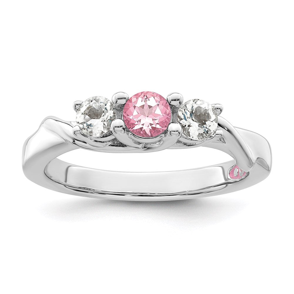 Survivor Kollektion Ring aus 10K Weißgold, rhodiniert, mit weißem und pinkfarbenem Swarovski-Topas, Joanna