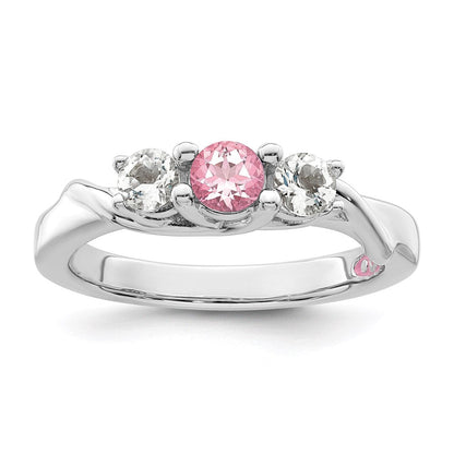 Survivor Kollektion Ring aus 10K Weißgold, rhodiniert, mit weißem und pinkfarbenem Swarovski-Topas, Joanna