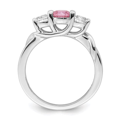 Survivor Collection 10K Weißgold rhodiniert Ring mit weißem und pinkfarbenem Swarovski-Topas „Joanna“