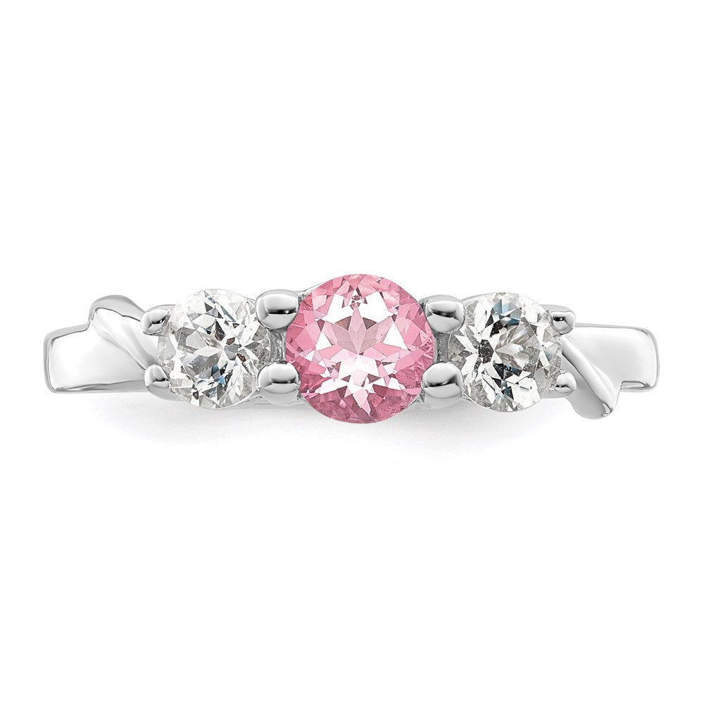 Survivor Collection 10K Weißgold rhodiniert Ring mit weißem und pinkfarbenem Swarovski-Topas „Joanna“