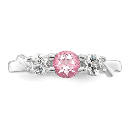 Survivor Collection 10K Weißgold rhodiniert Ring mit weißem und pinkfarbenem Swarovski-Topas „Joanna“