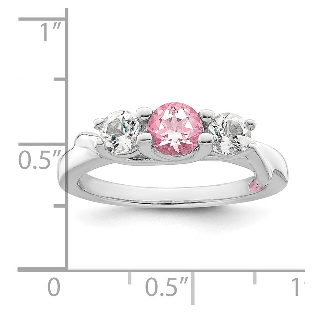 Survivor Collection 10K Weißgold rhodiniert Ring mit weißem und pinkfarbenem Swarovski-Topas „Joanna“