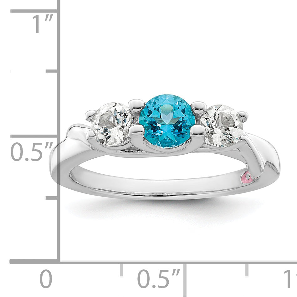 Sterlingsilber Survivor Kollektion Rhodiniert Weiß und Blautopas Joanna Ring