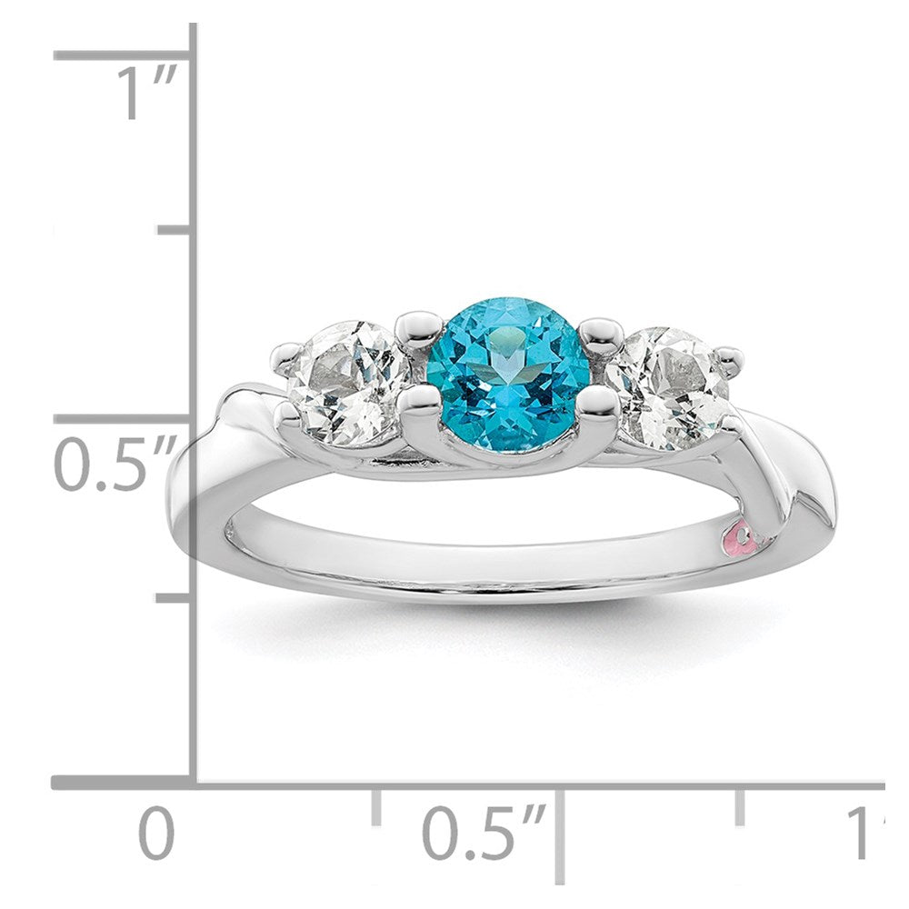 10K-Weißgold-Ring aus der Survivor-Kollektion mit klarem & blauem Swarovski-Topas, Joanna