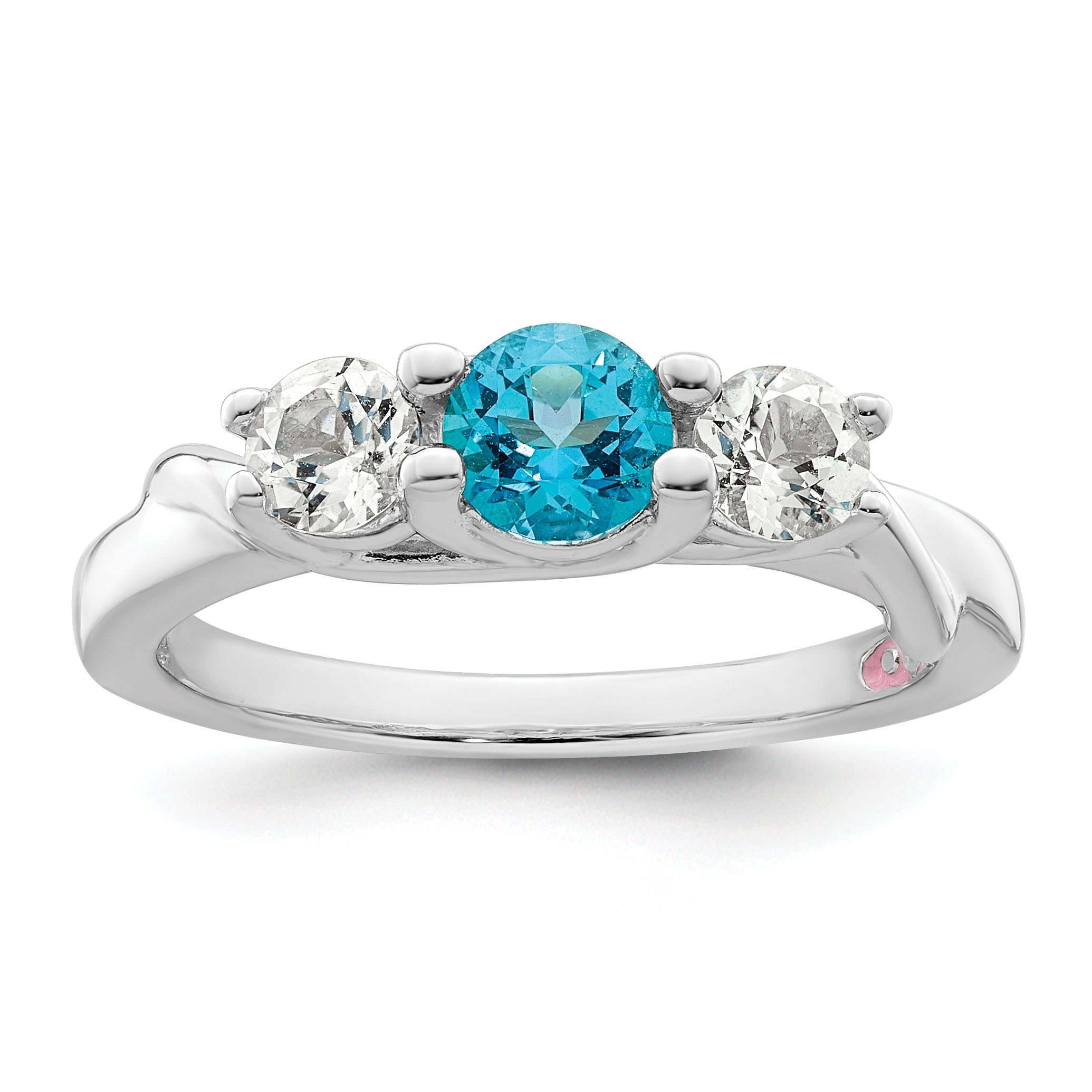 Sterlingsilber Survivor Kollektion Rhodiniert Weiß und Blautopas Joanna Ring