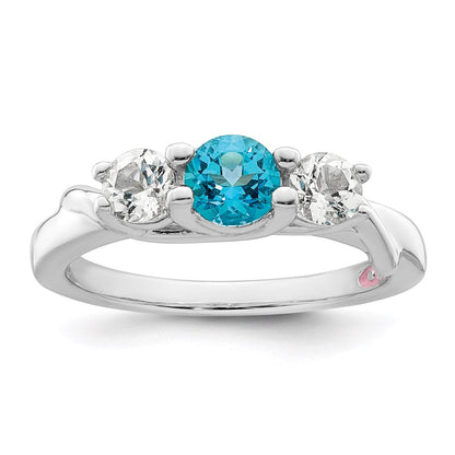 10K-Weißgold-Ring aus der Survivor-Kollektion mit klarem & blauem Swarovski-Topas, Joanna