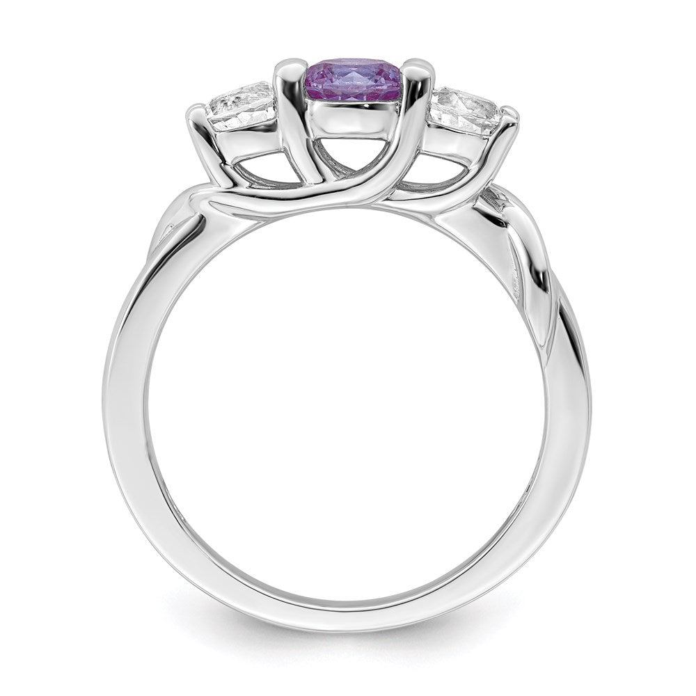 10K-Weißgold-Ring „Survivor Collection“ mit klarem/violettem Swarovski-Topas, Joanna